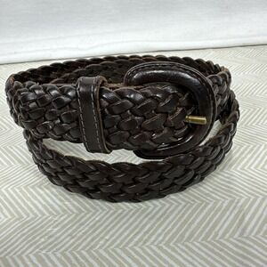 COUNTRY ROAD‎ Braided Brown Leather Belt w/ Leather Buckle SIZE L - 39" Long